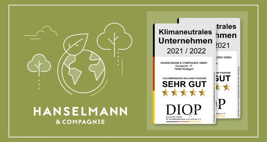Hanselmann & Compagnie ist klimaneutrales Unternehmen